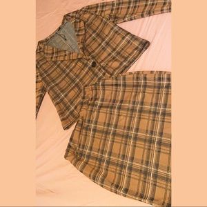 STYLISH PREPPY YELLOW PLAID 2-PIECE SKIRT SUIT SET